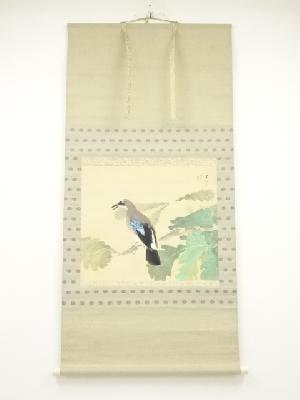 JAPANESE HANGING SCROLL / HAND PAINTED / FLOWER & BIRD 